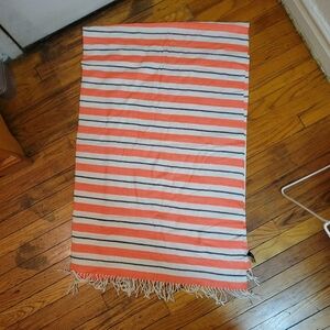 Gap Striped Orange & White Wrap Scarf EUC Winter Holiday Outdoors Vintage